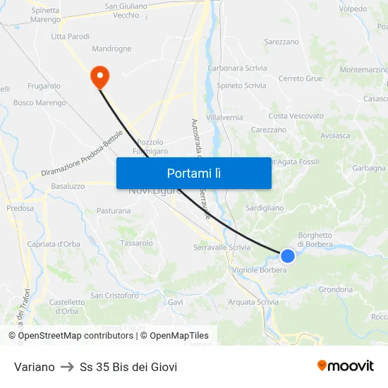 Variano to Ss 35 Bis dei Giovi map