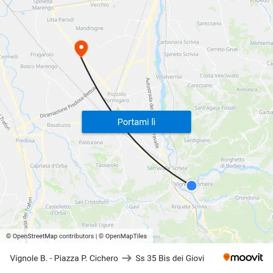 Vignole B. - Piazza P. Cichero to Ss 35 Bis dei Giovi map