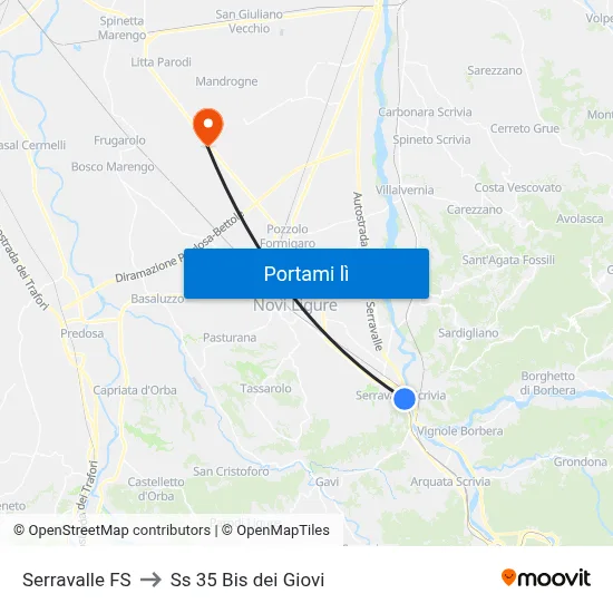 Serravalle FS to Ss 35 Bis dei Giovi map