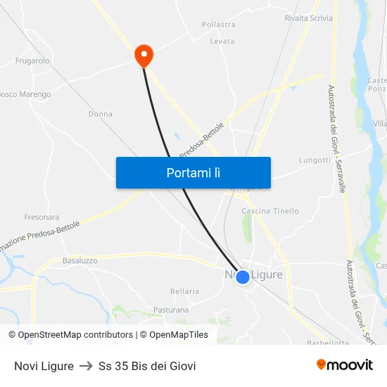 Novi Ligure to Ss 35 Bis dei Giovi map