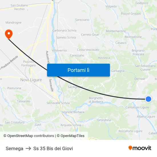 Semega to Ss 35 Bis dei Giovi map