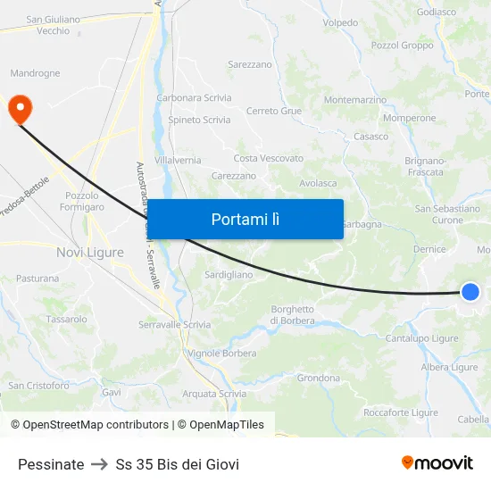 Pessinate to Ss 35 Bis dei Giovi map