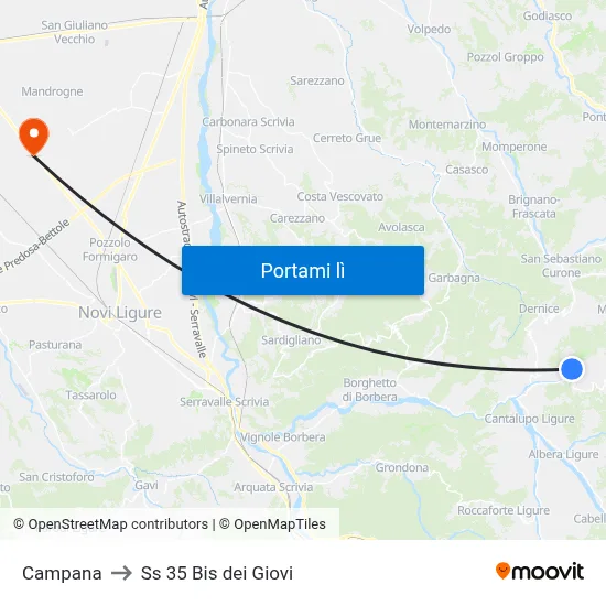 Campana to Ss 35 Bis dei Giovi map