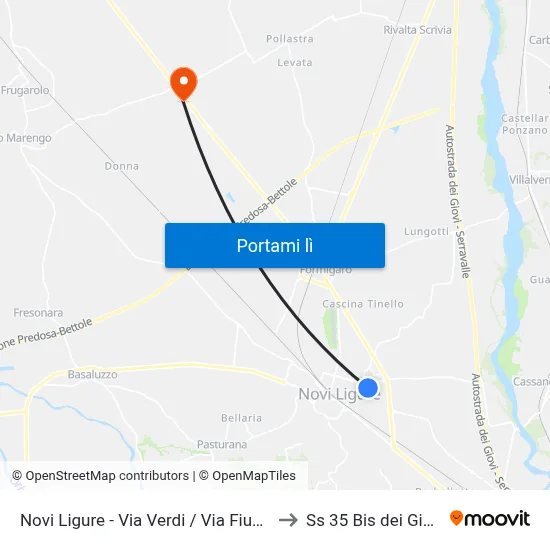 Novi Ligure - Via Verdi / Via Fiume to Ss 35 Bis dei Giovi map