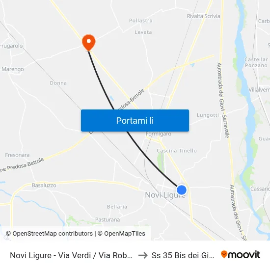 Novi Ligure - Via Verdi / Via Robotti to Ss 35 Bis dei Giovi map