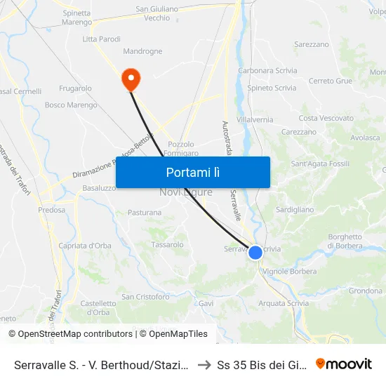 Serravalle S. - V. Berthoud/Stazione to Ss 35 Bis dei Giovi map