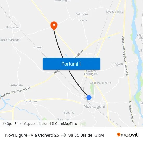 Novi Ligure - Via Cichero 25 to Ss 35 Bis dei Giovi map