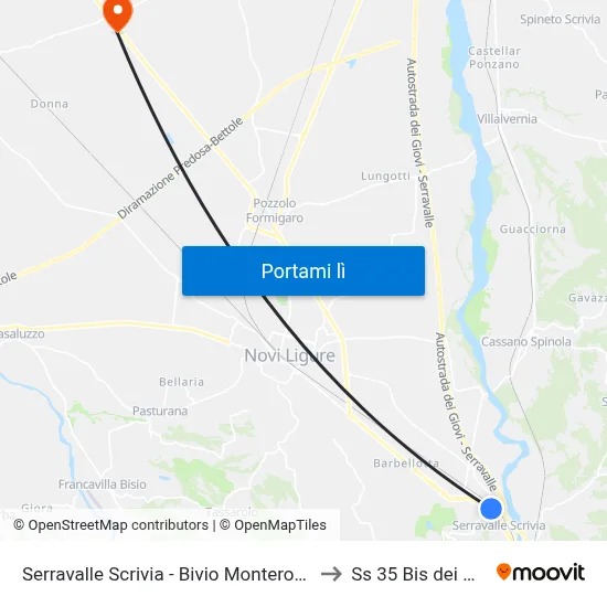 Serravalle Scrivia - Bivio Monterodondo to Ss 35 Bis dei Giovi map
