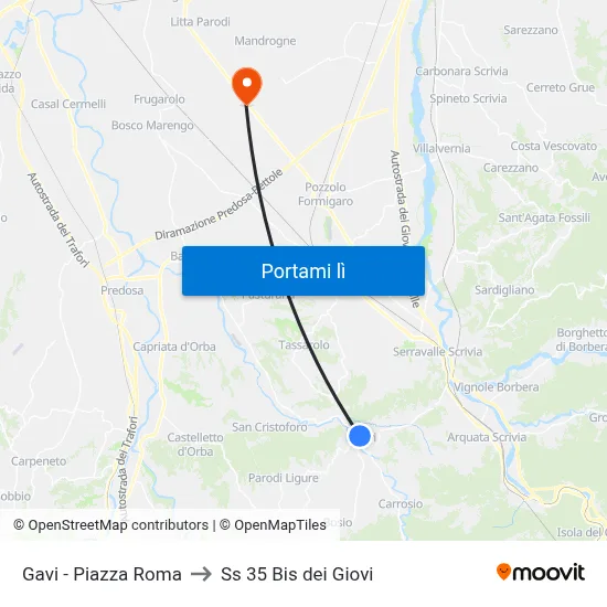 Gavi - Piazza Roma to Ss 35 Bis dei Giovi map