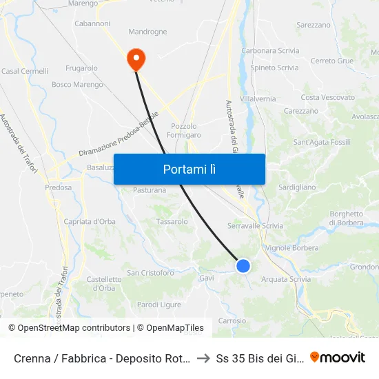 Crenna / Fabbrica - Deposito Rottami to Ss 35 Bis dei Giovi map