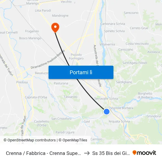 Crenna / Fabbrica - Crenna Superiore to Ss 35 Bis dei Giovi map