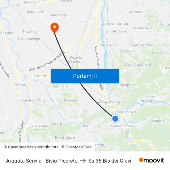 Arquata Scrivia - Bivio Picareto to Ss 35 Bis dei Giovi map