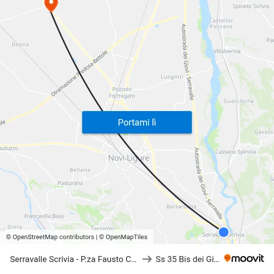 Serravalle Scrivia - P.za Fausto Coppi to Ss 35 Bis dei Giovi map