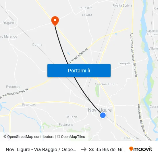 Novi Ligure - Via Raggio / Ospedale to Ss 35 Bis dei Giovi map