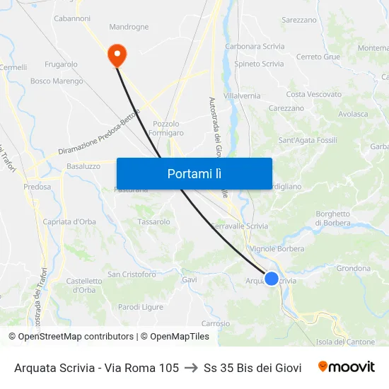 Arquata Scrivia - Via Roma 105 to Ss 35 Bis dei Giovi map