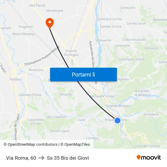 Via Roma, 60 to Ss 35 Bis dei Giovi map