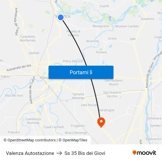 Valenza Autostazione to Ss 35 Bis dei Giovi map