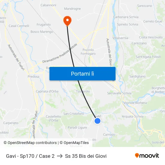 Gavi - Sp170 / Case 2 to Ss 35 Bis dei Giovi map