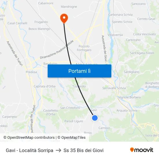 Gavi - Località Sorripa to Ss 35 Bis dei Giovi map