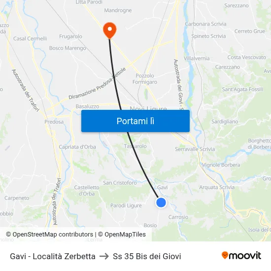 Gavi - Località Zerbetta to Ss 35 Bis dei Giovi map