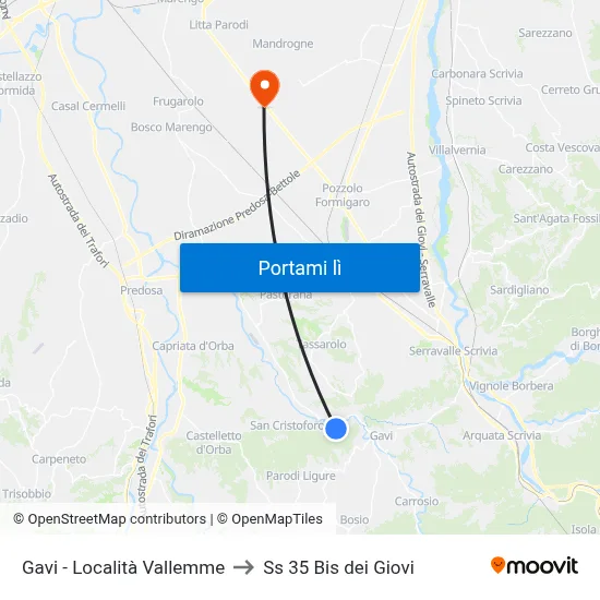 Gavi - Località Vallemme to Ss 35 Bis dei Giovi map