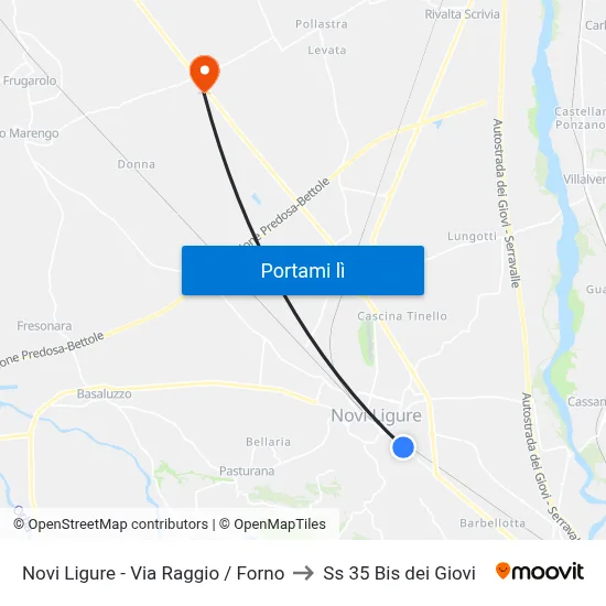 Novi Ligure - Via Raggio / Forno to Ss 35 Bis dei Giovi map
