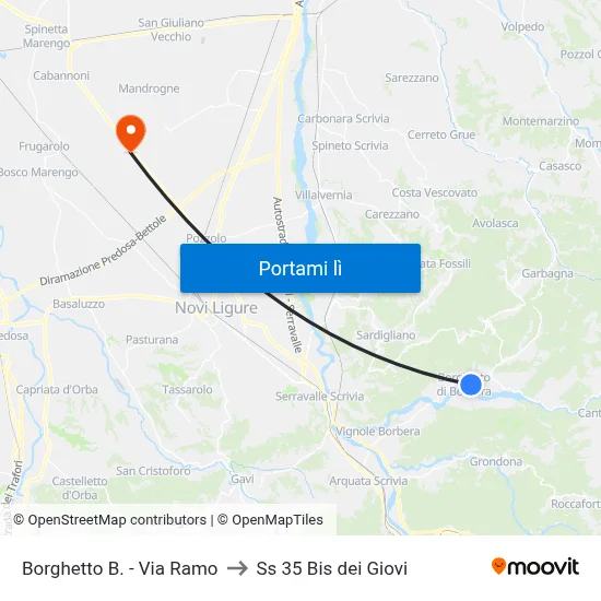 Borghetto B. - Via Ramo to Ss 35 Bis dei Giovi map