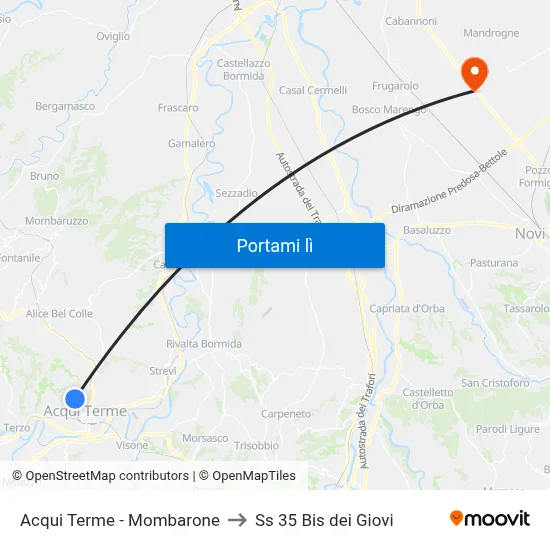 Acqui Terme - Mombarone to Ss 35 Bis dei Giovi map