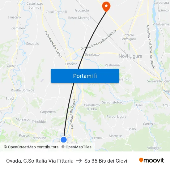 Ovada, C.So Italia-Via Fittaria to Ss 35 Bis dei Giovi map
