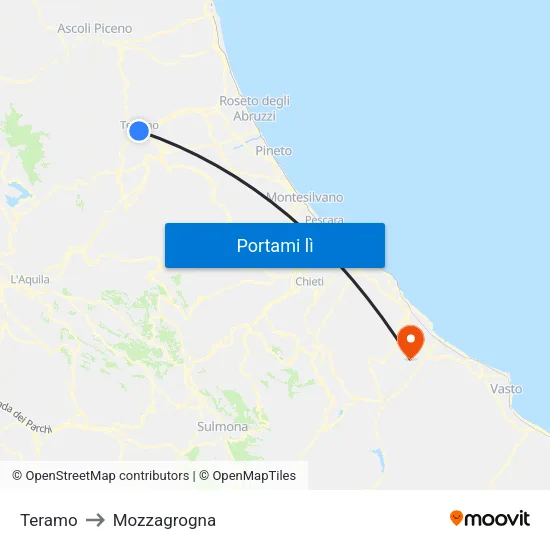 Teramo to Mozzagrogna map