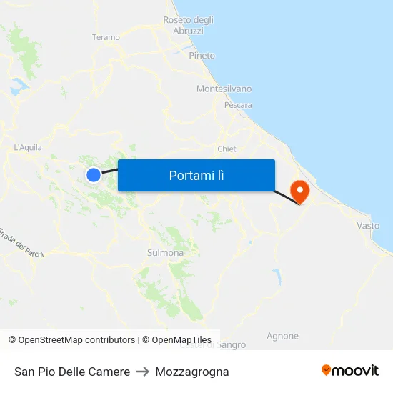 San Pio Delle Camere to Mozzagrogna map