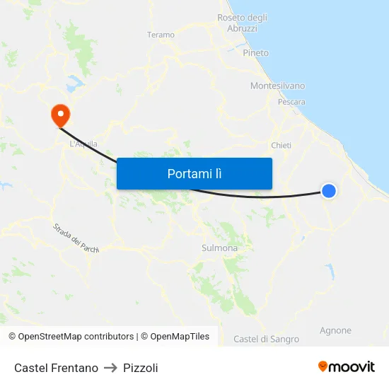 Castel Frentano to Pizzoli map