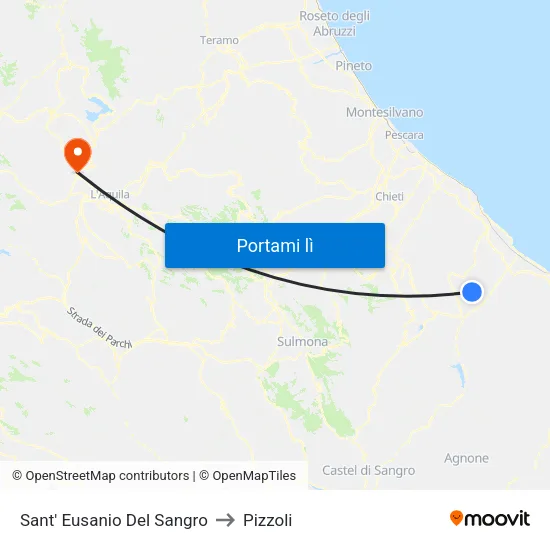 Sant' Eusanio Del Sangro to Pizzoli map