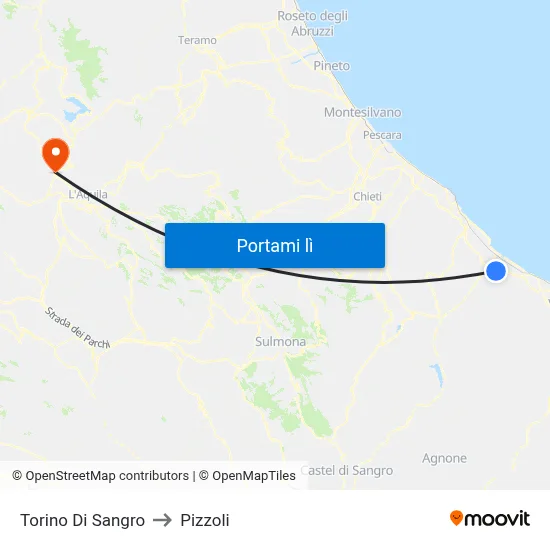 Torino Di Sangro to Pizzoli map
