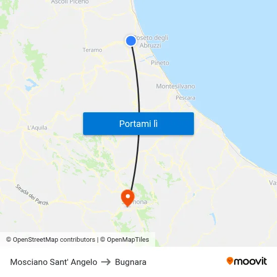 Mosciano Sant' Angelo to Bugnara map