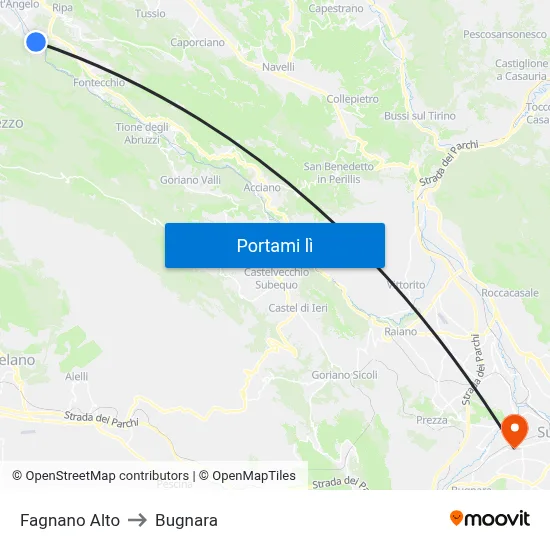 Fagnano Alto to Bugnara map
