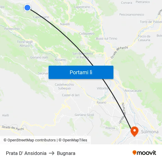Prata D' Ansidonia to Bugnara map