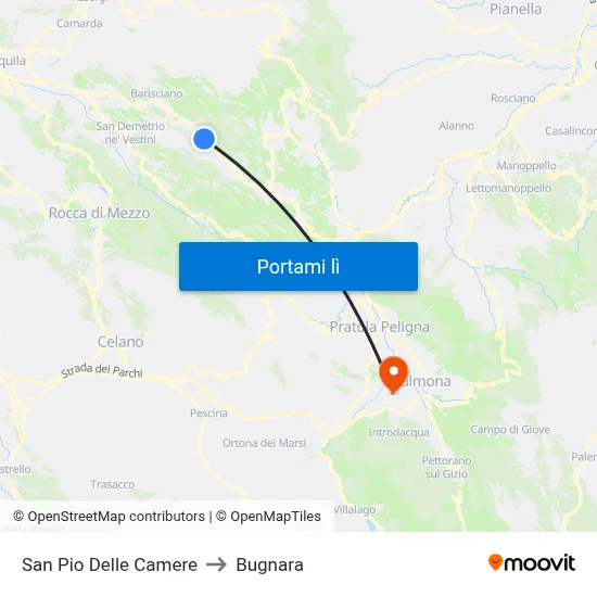 San Pio Delle Camere to Bugnara map