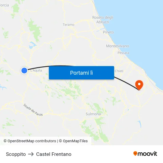 Scoppito to Castel Frentano map
