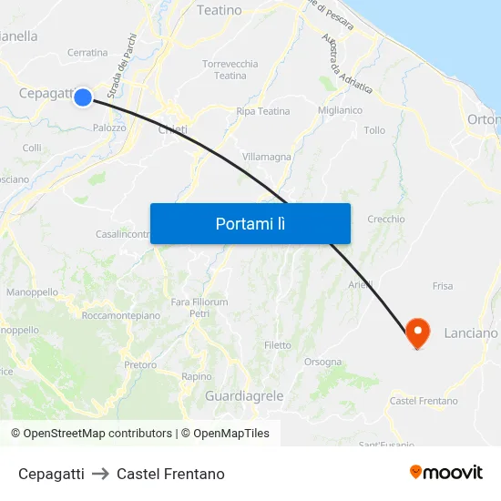 Cepagatti to Castel Frentano map