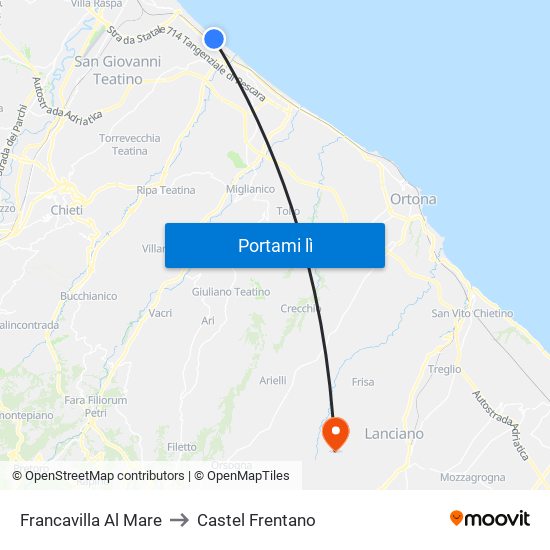 Francavilla Al Mare to Castel Frentano map