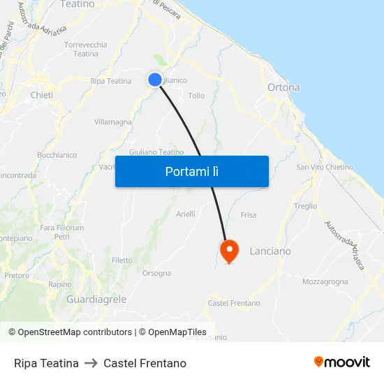 Ripa Teatina to Castel Frentano map