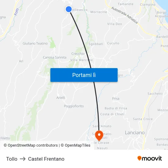 Tollo to Castel Frentano map