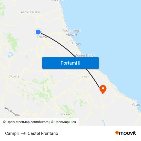 Campli to Castel Frentano map