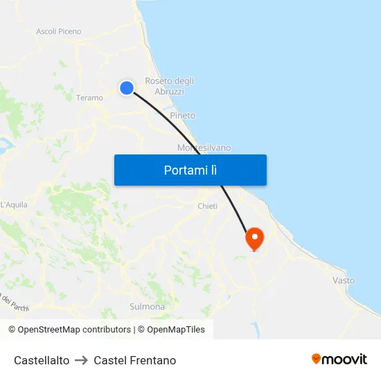 Castellalto to Castel Frentano map