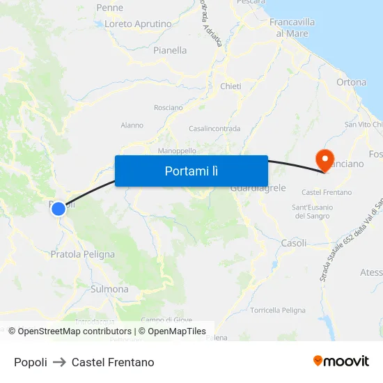 Popoli to Castel Frentano map