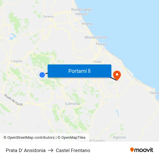 Prata D' Ansidonia to Castel Frentano map