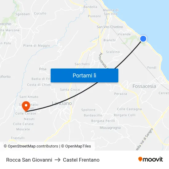 Rocca San Giovanni to Castel Frentano map