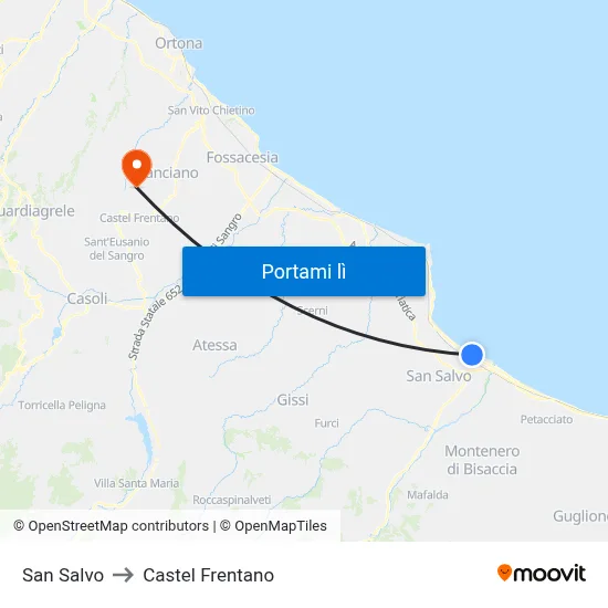 San Salvo to Castel Frentano map