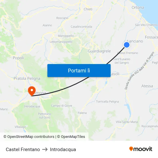 Castel Frentano to Introdacqua map